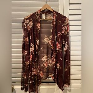 Lightly transparent burgundy long sleeve